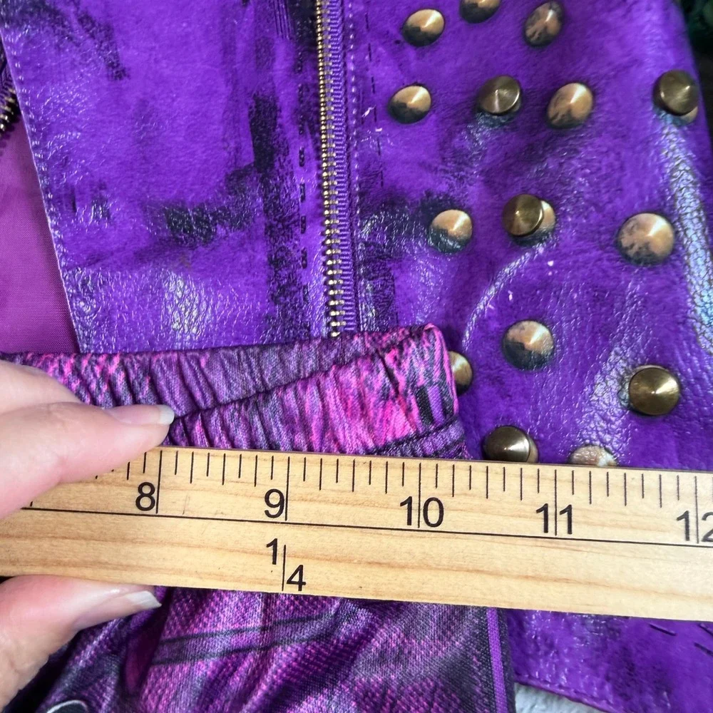 Disney Descendants Mal Costume Kids 7/8 Purple Studded Faux Leather 2pc Set